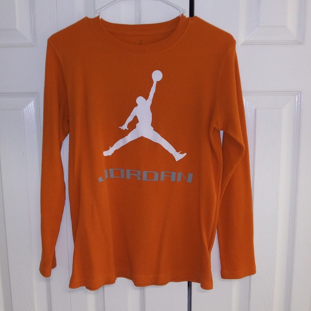Air Jordan Long Sleeve Orange Active Shirt Boys L 16/18